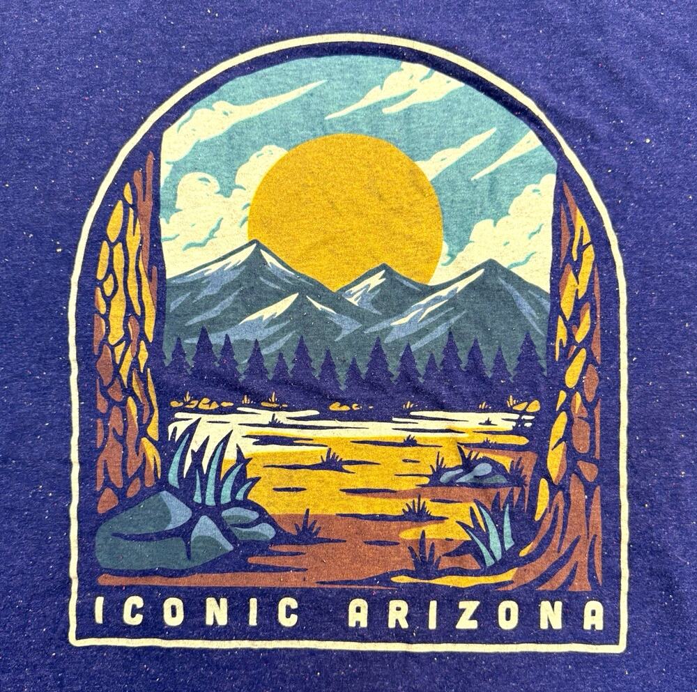 Iconic Arizona Men's L Blue Ramble On Graphic Logo Crew Neck Short Sleeve Tee